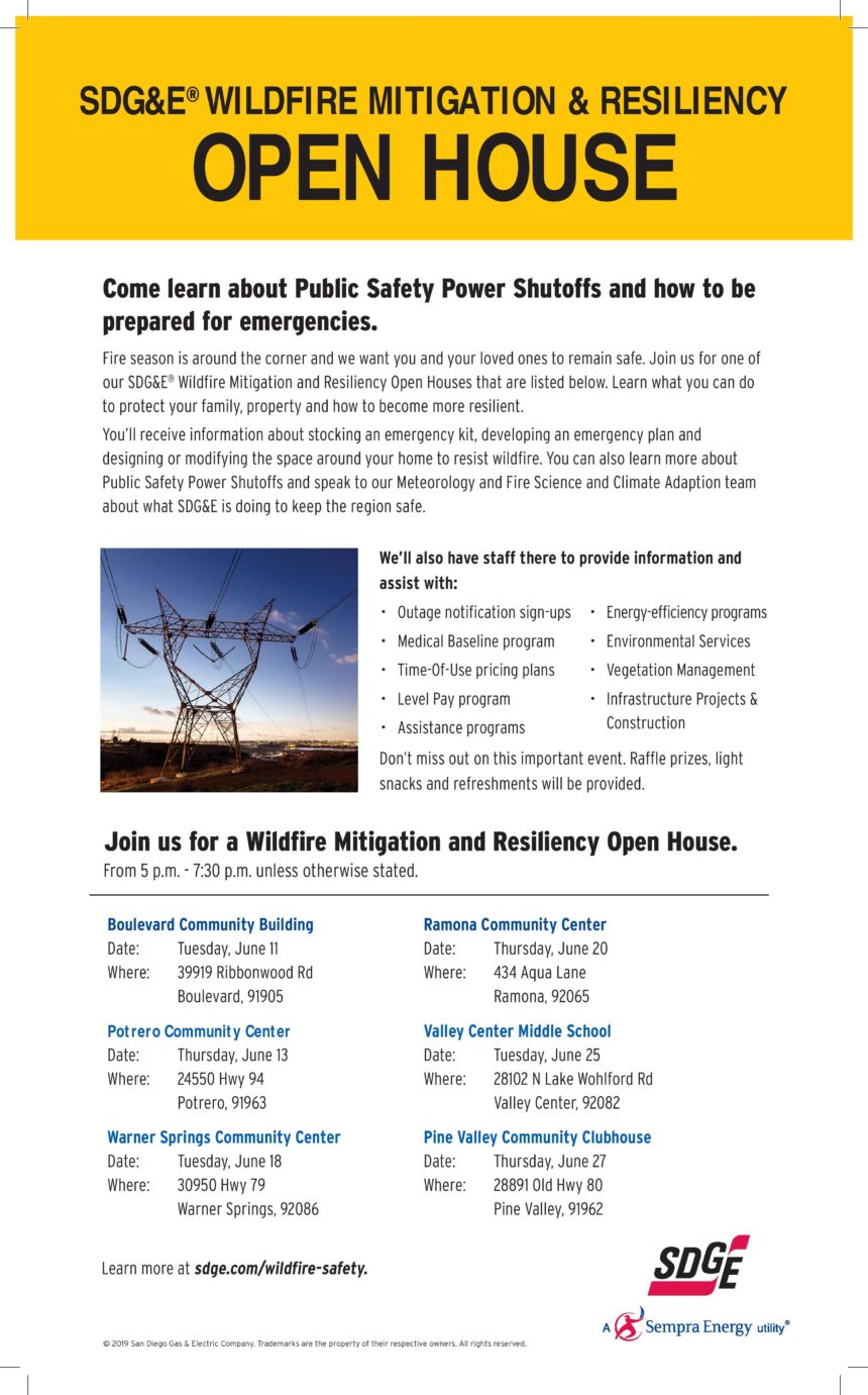 SDG&E wildfire mitigation & resilience open house